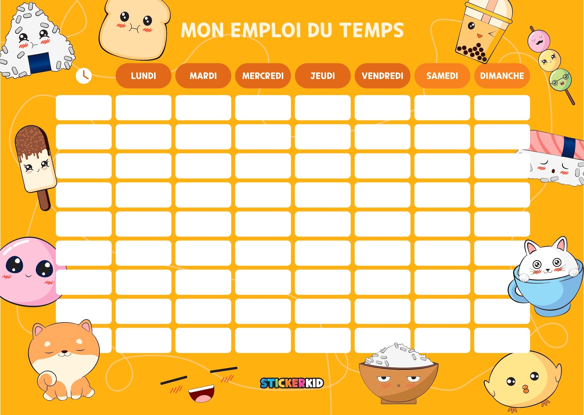 Rentrée des classes: emploi du temps pour enfant à imprimer - Blog