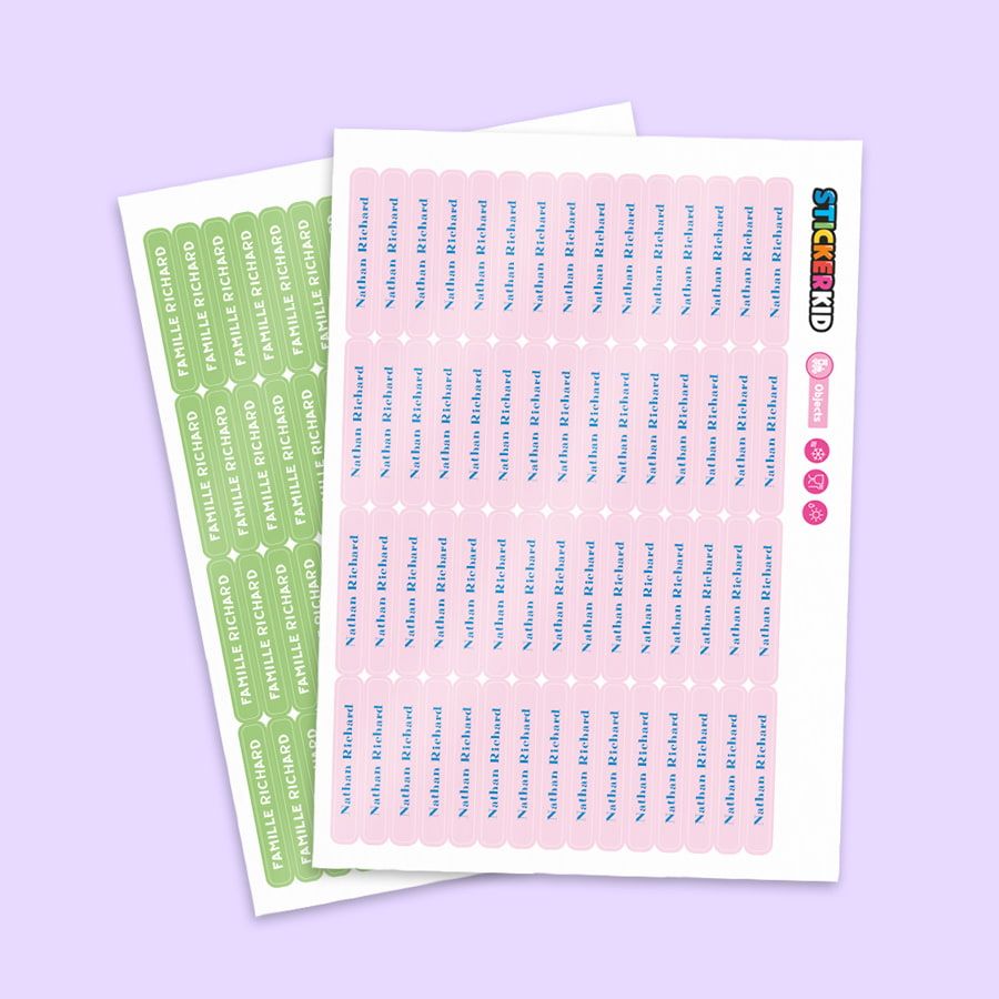 StiKiddo - Étiquettes Autocollantes Personnalisables Pour Vêtements Enfant - 60 étiquettes Lavables - Rose - 11